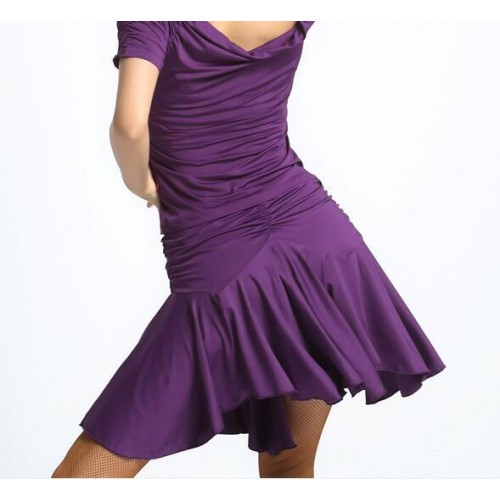 Black violet Latin dance costume senior sexy latin dance skirt for women latin dance competition skirt with shorts inside